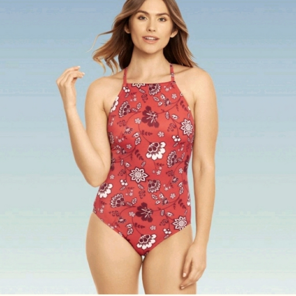 Beach Betty High-Neck Slimming Control Bohemian Floral Swimsuit Size Small